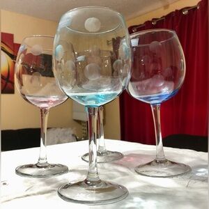 Marquis By Waterford Crystal Polka Dot Wine Glasses Goblets Set of 4